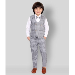 Fourfolds - White Cotton Blend Boy's Shirt & Pants ( Pack of 1 ) - None