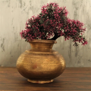 Vintage Beautifully Hand Punched Brass Pot