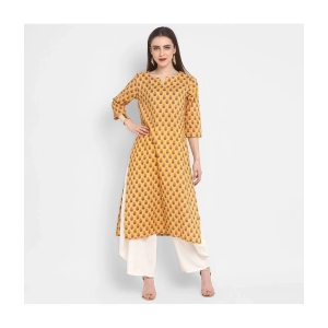 Antaran Cotton Printed Straight Womens Kurti - Yellow ( Pack of 1 ) - None