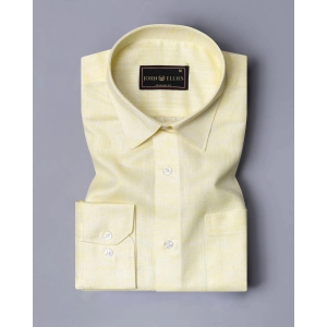 Calamansi Yellow Solid Linen Formal Shirt-39 / S