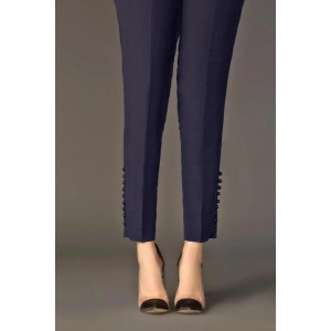 Women's Navy Blue Colour Silk Pearl Pant Collection-L-34 / Navy Blue