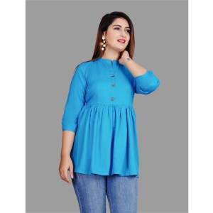 SIPET - Light Blue Rayon Womens A-Line Top ( Pack of 1 ) - None