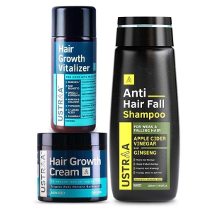 Ustraa Anti Hair Fall Shampoo - 250ml, Hair Growth Vitalizer -100ml & Cream - 100gm