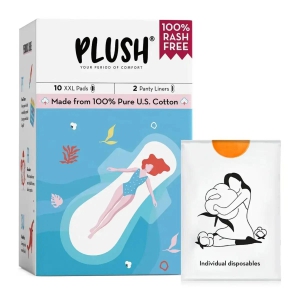 Plush Rash Free Sanitary Pads (10XXL Pads and 2 Free Liners)