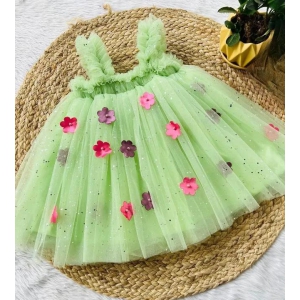 Cutedoll Parrot Sparkle Flower Pattern Kids Party Frock Dress-4-5 Year