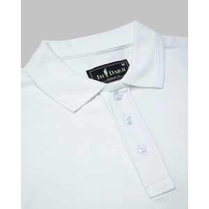 White Polo Collar Cotton Men''s T-shirt-S