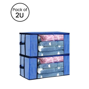 Non-Woven Cloth Storage / Organizer with Transparent Window,Blue (Pack of 2)