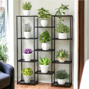 11 Tier Black Metal Plant Stand-Black / 1