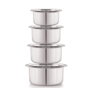 SHINI LIFESTYLE Stainless Steel Bhagona, Patila, Tope, Pateli, Milk Tope Set 4 L, 3.5 L, 3 L, 2.5 L capacity 22 cm, 21 cm, 20 cm, 19 cm diameter