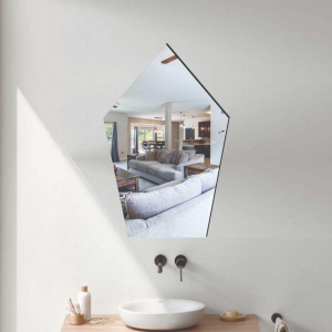 WallDaddy Oval Shape Plastic Mirror For Wall Size (20x30)Cm Flexible Mirror PentagonMirror-Free Size