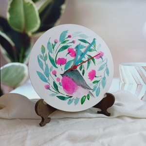 Bird Floral Table Clock