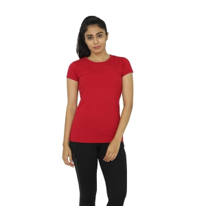 Lovable Women Sports Solid Round Neck Polyester Multicolor T-Shirt -Crew Neck Tee-4XL / C Red