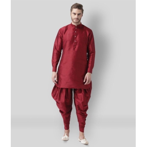 Hangup Maroon Silk Blend Dhoti Kurta Set - None