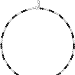 Black Silver Moti Anklet SP26Alloy Anklet  (black silver moti)