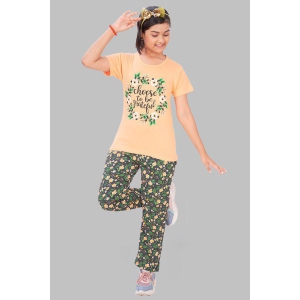 Girls Printed Cotton Round Neck Short Sleeves Pyjama Set-13-14 years