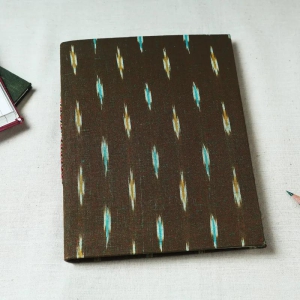 Ikat Fabric Cover Handmade Paper Notebook (9 x 7 in)