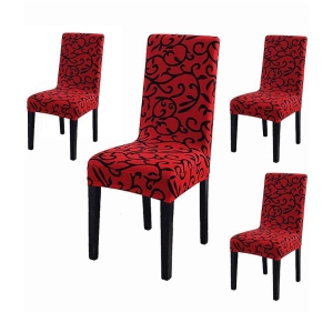 House Of Quirk 1 Seater Polyester Chair Cover ( Pack of 4 ) - Red