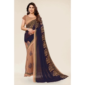 Anand Sarees Georgette Printed Saree With Blouse Piece - Beige ( Pack of 1 ) - Beige