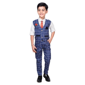 Ahhaaaa Kids Ethnic Wear Cotton Blend Waistcoat Shirt and Trouser Set for Boys - None