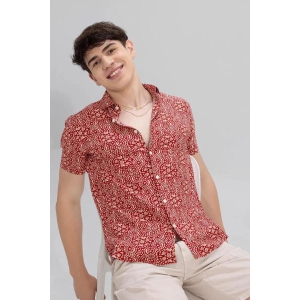 Mens Polycotton Printed Half Sleeves Shirt-L