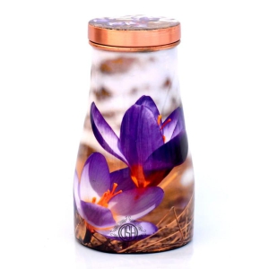 Copper Bedroom Bottle Printed Jug with Inbuilt Glass, Bedside Jar Pot, Designer Print, (950 ML)