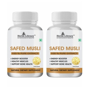 Herbs Library Safed Musli Extract for Body Strength, Stamina, & Energy 60 Capsules Each (Pack of 2)