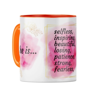 Customised She Is Strong Woman Coffee Mug-Orange