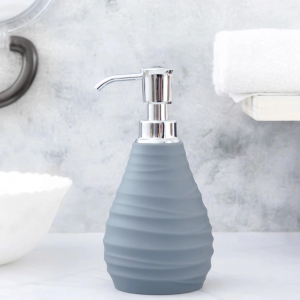 Tear Drop Design Wave Pattern Liquid Soap Dispenser-Grey