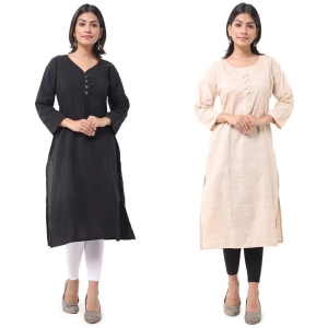 DESHBANDHU DBK - Multicolor Cotton Womens Straight Kurti ( Pack of 2 ) - None