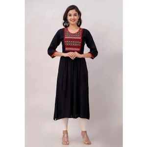 Kapadia - Black Rayon Womens Straight Kurti ( Pack of 1 ) - None