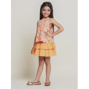 Sisi Sleeveless Cotton Girls Top - Orange Flower-6-7Y