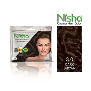 Nisha Cream Hair Color 100% Grey Coverage Permanent Hair Color Dark Brown With Natural Herbs 40 g Pack of 10
