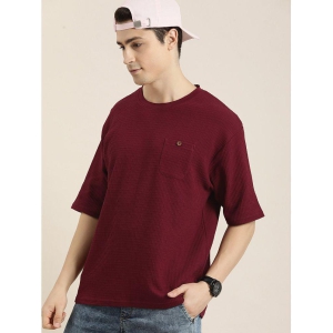 Dillinger Cotton Oversized Fit Solid Half Sleeves Mens T-Shirt - Maroon ( Pack of 1 ) - None