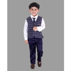 Fourfolds - Navy Blue Cotton Blend Boys Shirt & Pants ( Pack of 1 ) - None