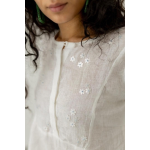 Pristine White linen kurta-XL