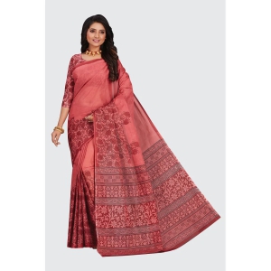 SHANVIKA - Peach Cotton Saree With Blouse Piece ( Pack of 1 ) - Peach