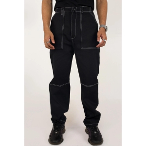 Overstitched twill jeans-Black / L
