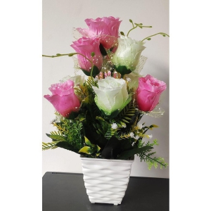 BAARIG - Pink Rose Artificial Flower ( Pack of 1 )