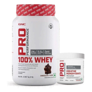 gnc-pro-performance-100-whey-chocolate-fudge-2lbs-creatine-monohydrate-100gm-combo