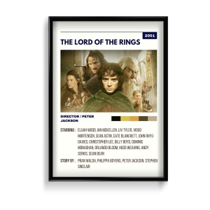 The Lord of the rings - The fellowship of the ring Retro Wall Art-A4 / Black Frame