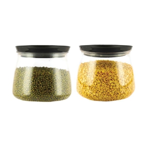 PearlPet - Black Plastic Spice Container ( Set of 2 ) - 900 ml - Black