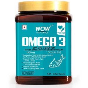 WOW Life Science Omega-3 1500mg Capsules with Fish oil - EPA 270 + DHA 180 Enriched - 180 Capsule