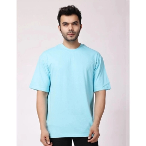 AKTIF Cotton Blend Oversized Fit Solid Half Sleeves Mens T-Shirt - Sky Blue ( Pack of 1 ) - None