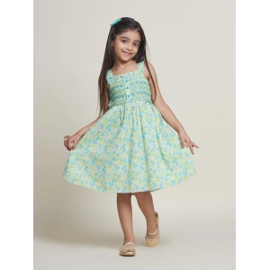 Estelle Sleeveless Embroided Cambric Girls Dress - Green Flower-2-3Y