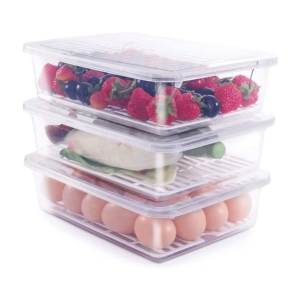 SHARUJA Fridge Container Polyproplene Transparent Food Container ( Set of 3 ) - Transparent