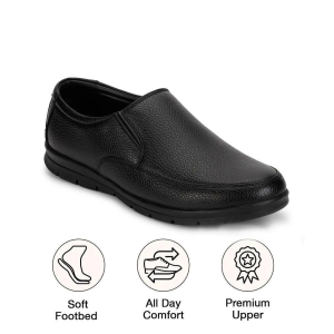 UrbanMark Men Comfortable Round-Toe Faux Leather Slip On Formal Shoes- Black - None