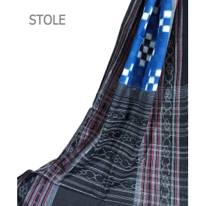 Blue Black Sambalpuri Handwoven Double Ikat Cotton Stole