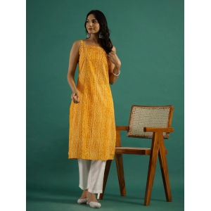 Yellow Cut Sleeves Kurti Set-Medium