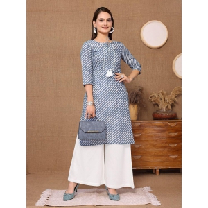 Rangita Women Cotton Light Grey Printed Knee Length Straight Kurti - None