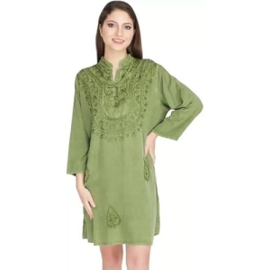 Women's Plus Size Tunic Tops T Shirts Summer Long Sleeve Round Neck Kurti Dress